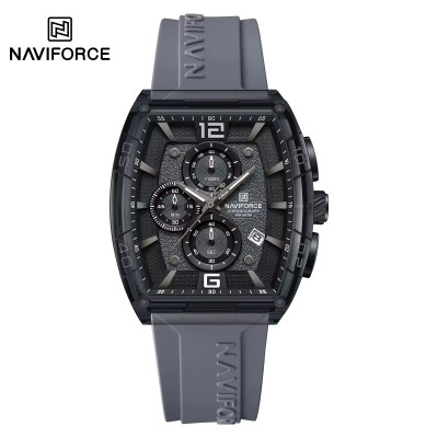 NAVIFORCE NF6101 Silicone Strap Casual Fashion Outdoor Sports Luminous Chronograph Dial Quartz Watch For Men - Black & Grey